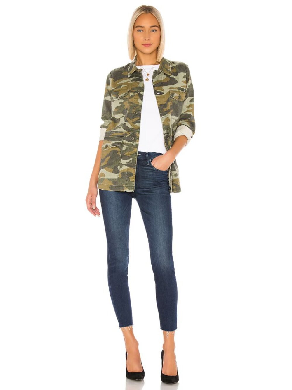 Mother denim High Waisted Looker Ankle Fray blue Tongue and Chic jeans